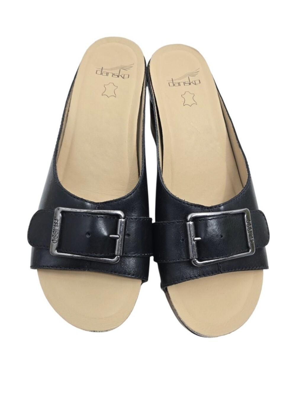 Dansko Adeline Black Leather Studded Wooden Clog Mules - Picture 3 of 14